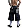 Generisch Baggy Jeans corti da uomo, pantaloncini cargo Hip Hop Streetwear, bermuda vintage, stampa in denim, skateboard, pantaloni cargo, pantaloni corti estivi per il tempo libero, O nero., XXXL
