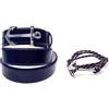 NORTH POLE confezione regalo cintura in pelle con fibbia ad ancora e bracciale PARURE SAILOR 1 tema marinaio (BLU)