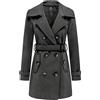 Wantdo Cappotto Doppiopetto Misto Lana Parka Classica Media Lunghezza Giubbotto Antivento Invernale Caldo Giacca Slim Fit con Cintura Vintage Donna Grigio Scuro-N 44