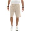 Giosal Bermuda Uomo Pantalone Corto Lino Tinta Unita Elastico in Vita Sartoriale (S, Beige)