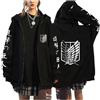 zhedu Felpa con Cappuccio con Cerniera AOT Felpa con Cappuccio A Maniche Lunghe con Cerniera Donna Uomo AOT Grafica Oversize Casual Y2K Streetwear