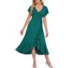 AUSELILY Abiti Estivi Donna Collo A V Maniche Corte Midi Portafoglio Spiaggia Spacco Volant Cocktail Invitata Matrimonio