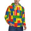 FBGHHTY Felpa con cappuccio unisex con stampa a mattoncini colorati per uso quotidiano casual alla moda calde gite con cappuccio da viaggio, Nero , XXL