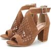 TOSOFT Sandali Eleganti Casual Da Donna Con Tacco Alto Da 3 Pollici Stivali Con Cinturino Alla Caviglia Sandali E Scarpe Con Tacco - Carini, Eleganti E Comodi(Brown 2,38 EU)