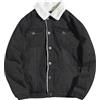 Generisch Giacca di jeans da uomo, invernale, calda, sportiva, foderata, giacca da camionista, giacca di jeans invernale, cowboy, giacca invernale da uomo, Nero , XXL