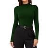 SHAPERIN Maglietta Dolcevita Donna Manica Lunga Top Aderente Collo Alto Camicetta Elegante Turtleneck Shirt, Verde, XL