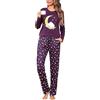 Aseniza Pigiama Donna Invernale Cotone Lungo Manica Lunga Pigiama da Donna con Tasca Due Pezzi Pigiami S-XXL