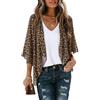 Zanzea Damen Dünner Sommer Strickjacke Leopardenmuster Loose Bikini Cover Up Langarm Lang Strickjacke Kimono Cardigan, Stampa leopardata marrone., XXL