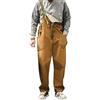 Gefomuofe Salopette da uomo in denim, per il tempo libero, tuta da lavoro, in materiale elasticizzato, da uomo, in denim, da lavoro, da uomo, A marrone., XL
