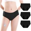 INNERSY Mutande Ciclo Mestruale Ragazza Nero Cotone Slip Igieniche Flusso Abbondante Lavabili 3 Pack (L, Nero)