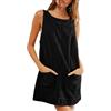 Haibang Vestito con Gilet Donna, Abito da Donna in Velluto A Coste, Mini Abito con Tasche, Vestito Elegante Autunno Inverno Linea Ad A, Nero