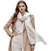 LA FERANI Sciarpa in seta da donna, 100% seta, tinta unita, colore bianco, nero, 180 x 90 cm, tinta unita, per tutte le occasioni formali, stile aziendale, regalo per lei, bianco, 180 cm x 90 cm