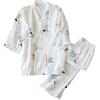 OWLONLINE Pigiama da Donna in Morbido Cotone Crepe Puro Pigiama Kimono Giapponese