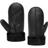 MGGMOKAY Guanti in pelle da donna,Freddo Tempo di Pecora Shearling Caldo inverno Guanti Pelliccia,Nero,M