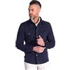 D'Arienzo Camicia in Pelle Scamosciata Blu Uomo Giacca Renna Estiva Primaverile Vera Pelle Calvin