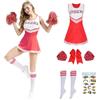 PASLFC Costume da cheerleader, da donna, per adulti, da cheerleadering, per travestimento, carnevale, cosplay, Halloween