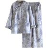 PRINCESS BRIDE Pigiama da donna in cotone a maniche lunghe con pantaloni cinesi a forma di rana con bottone tradizionale Hanfu Pjs pigiameria, Grigio - blu, XL