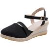 Generico Sandali Donna Estive con Zeppa Boho 35-42 EU in Lino Traspirante con Fibbia Sandali Chiuse Eleganti Cerimonia Scarpe Casual Chic Comode per Casa Lavoro Sera Festa Vacanze Spiaggia,Nero,39