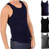 Enrico Coveri (3pezzi Canotta da Uomo Spalla Larga in Cotone Elasticizzato (IT, Testo, M, Regular, Regular, Assortito(Blu,Nero,Grigio))
