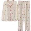 Chickwin Pigiama Donna Invernale in Cotone a Maniche Lunghe Caldo Morbido Moda Pigiami in Due Pezzi, Set Pigiama da Donna Scollo a V con Bottoni e Pantaloni