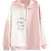 PAIDAXING Felpe con cappuccio da donna Ragazze Kawaii Felpe con cappuccio Carino Cartone Animato Stampato Felpa con cappuccio Pullover Casual Maglione Adolescenti Classici Di Base, 01-rosa, M/L