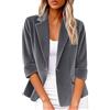 Générique Giacche da donna tinta unita Cappotto autunno e inverno giacca Blazer donna in velluto a coste felpa casual a vita alta aperta davanti top con tasca top lavoro felpa, grigio, L