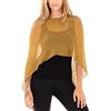SHU-SHI, donne - Poncho trasparente Coprispalle estivo casual Bolero Maglia leggera Oro