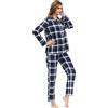 MoFiz Pigiami da Donna Set Pigiama in Cotone Lungo con Bottoni Due Pezzi Indumenti da Notte Pantaloni a Maniche Lunghe con Tasche L No.81359