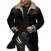 Generico Cappotto Lungo Uomo in Finta Pelle Scamosciata, Giacca Invernale con Colletto on Pelliccia, Giubbotto da Lavoro in Pile Elegante Trench Cardigan Vintage