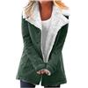 uxxnjfg Giacca Invernale Donna Fleece Peluche Felpa Pile Giubbotto Donna Invernale Elegante Casual Cappotto con Cappuccio Oversize Parka Maglione con Zip Outerwear(Verde Scuro,L)