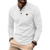 BoShiNuo Maglietta da uomo a maniche lunghe primaverile a nido d'ape a maniche lunghe da uomo casual Henley camicia top per uomo, bianco, L