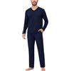Marvmys Pigiama Uomo Maniche Lunghe Cotone con Tasche Morbidi Confortevoli | Morbido girocollo e pantaloni pigiama a quadri con tasche