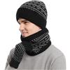 KRUIHAN Cappello Sciarpa e Guanti Set Guanti da Uomo Touch Screen Berretto Foderato in Pile Elasticizzato Cappello Sciarpa Inverno Termico 3 PZ Set Regalo per Uomo