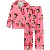 Generico Pigiama Personalizzato Uomo Donna Set con Foto in Seta 2 Pezzi con Top Aperto Davanti e Pantaloni Pigiami Abbinati Coppia Fidanzati Divertente per Casa San Valentino Natale,Festa della Mamma papà