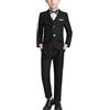 amropi Completo Elegante per Bambino Ragazzi Formale Set 4 Pezzi Blazer Giacca + Pantaloni + Camicia + Papillon Abito da Sposa Nero,1-2 Anni