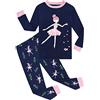 EULLA Pigiama invernale per bambini, a maniche lunghe, in cotone, con unicorno, sirena, principessa, gatto, 2 pezzi, biancheria da notte per 1-10 anni, 92, 98, 104, B-blu scuro principessa, 104 cm