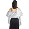 Ladiery Scialle in raso Stola da Sposa Elegante Wrap Sciarpe Donna in Raso Matrimonio Cocktail Serata Cerimonie Feste, argento, 79 x 28 (200cm x 70cm)