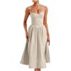Generisch 2025 abito corsetto donna spalline bustier abito midi corsetto fluente orlo pieghettato spugna abito da spiaggia donna