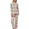 CHUNG - Set di pigiami da donna in cotone spazzolato a maniche lunghe con bottoni, pantaloni in flanella per il sonno, comodi e caldi per l'inverno, taglie forti, Plaid verde., S