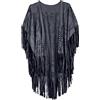 Minetom Donna Poncho Cape Elegante Scialle Cappotto Estivo Leggero Fronte Aperto Wrap Cover Up Mantella Cardigan con Frange Grigio Scuro Taglia Unica