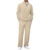 Maskjuwio Tuta sportiva da uomo, classica, in pile, per il tempo libero, con mezza zip, con tasca e coulisse, da jogging, da jogging, da fitness, da jogging