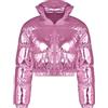 Generic Giacca corta da donna Cappotti gonfi invernali a corte con cerniera lucida Piumino Con Cappuccio Donna Donna Piumino Leggero