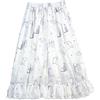Cuteighteen Gonna midi plissettata a vita alta per donne ragazze adolescenti chiffon Lolita Kawaii stampa gatto increspato orlo in pizzo gonne casual fluide, Blu, bianco, taglia unica