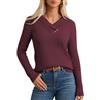 GRACE KARIN Maglione Donna Lungo a Maniche Lunghe con Revers a Sciarpa e Scollo a V in Maglia Morbida Elasticizzata