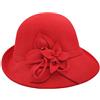Ulalaza Cappello a Cloche in Feltro di Lana Invernale a Tesa Larga retrò con Fiore Fiocco Vintage Cappello alla Pescatora Floppy per Le Signore