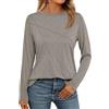 NAIOSS T-Shirt Maglietta a Manica Lunga da Donna Cotone Primavera Autunno Camicia Elegante Camicetta Lavoro Casual Top (Marronee/M)