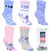 Disney Stitch Calzini per Ragazze, Set di 5 Calze Classici con Motivo Stitch per Adolescenti e Donne, Taglie EU 27 alla 38
