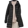 Suncadmious Piumino Leggero Trapuntato Leggero alla Moda Invernale da Donna Cappotto Trapuntato Caldo a Maniche Lunghe con Cappuccio e Cerniera Intera (Nero,XL)
