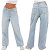 XUDONG Jeans larghi da donna Jeans a vita alta a gamba larga Jeans Y2K Pantaloni larghi in denim svasato Pantaloni streetwear da ragazza E-Girl Jeans da donna (Color : Light blue, Size : L)