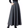Cicilin Gonna lunga invernale da donna elegante a vita alta gonna plissettata a linea A casual calda gonna plissettata con tasche, Grigio, XL